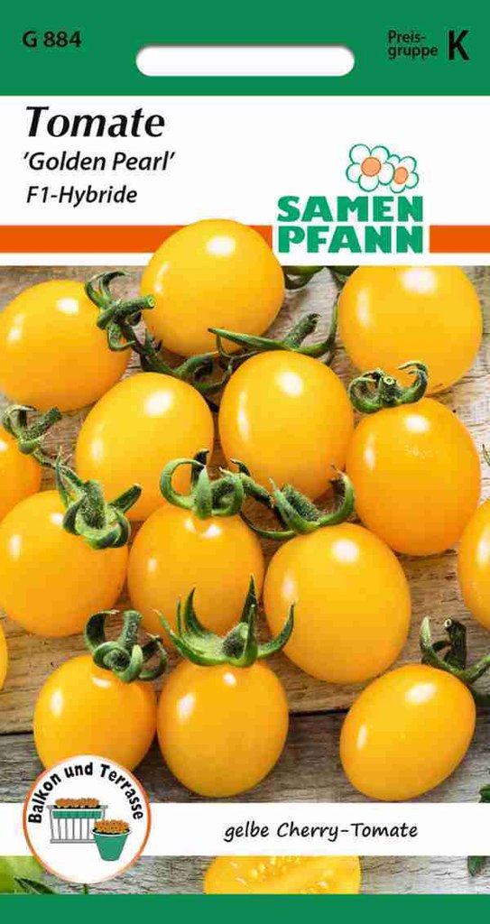 G884 Tomate Golden Pearl F1, Cherry-Tomate, gelb